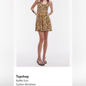Topshop Yellow Floral Skater Dress